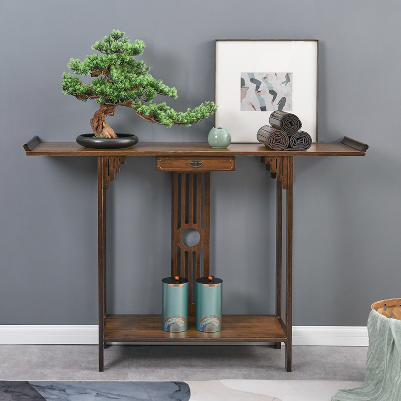 新中式玄关台实木门厅玄关供桌现代简约客厅条案端景台玄关柜窄款