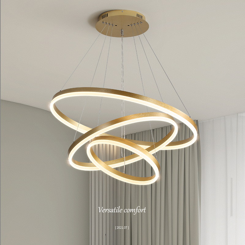 客厅吊灯简约现代灯具 圆环餐厅卧室主灯 2022年新款北欧轻奢灯饰