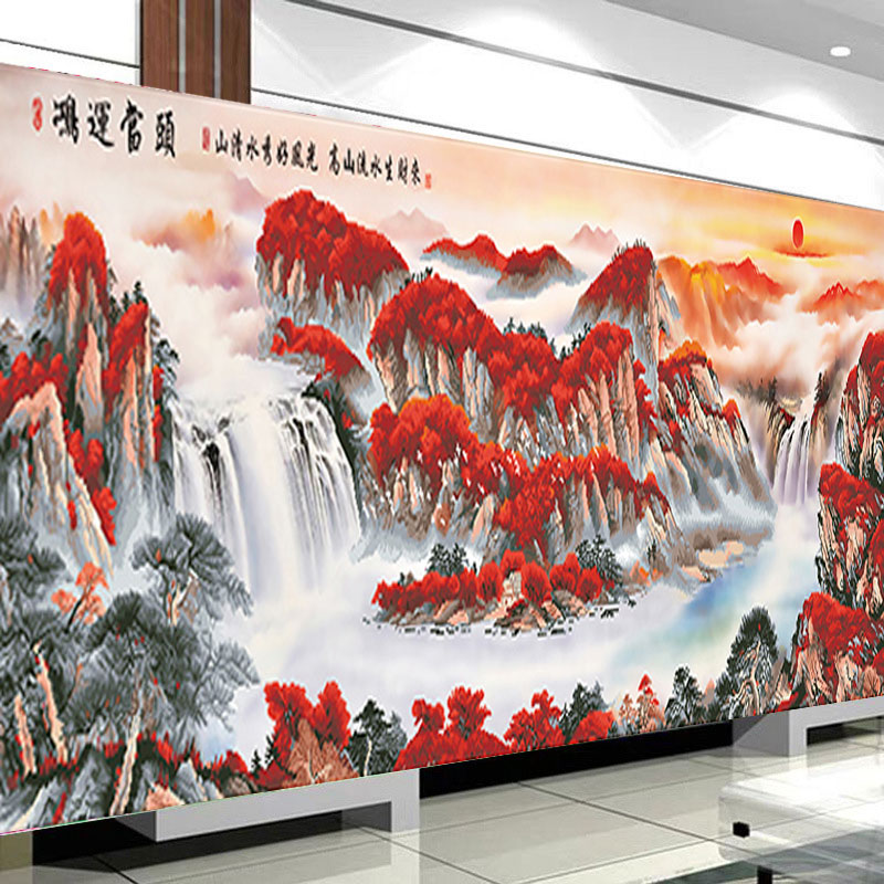 蒂彩DC满钻鸿运当头新款客厅大画钻石画中国风山水画手工diy