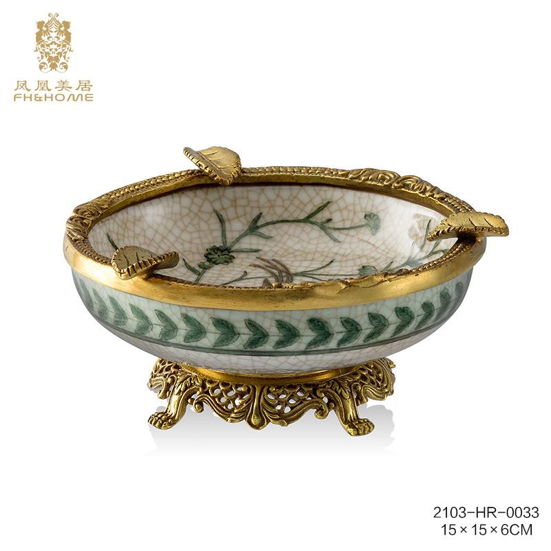 FH&HOME/凤凰美居欧式奢华陶瓷烟灰碟原创描金烟碟客厅茶桌烟灰缸