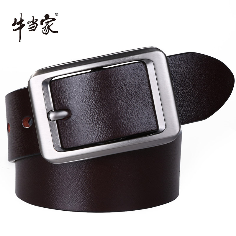 潮流男牛皮腰带头层牛皮裤带男牛皮针扣青年中年休闲裤腰带男时尚
