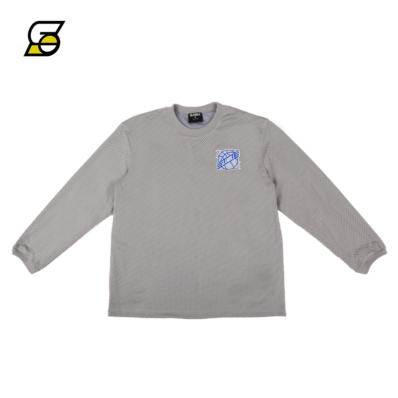 SLAMBLE新款双层网眼透气速干长袖T恤男投篮球服卫衣跑步训练上衣