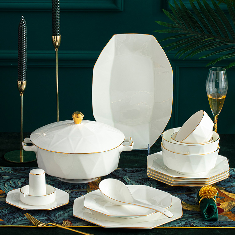 钻石人生骨瓷餐具（70件）直播间专享碗碟盘欧式