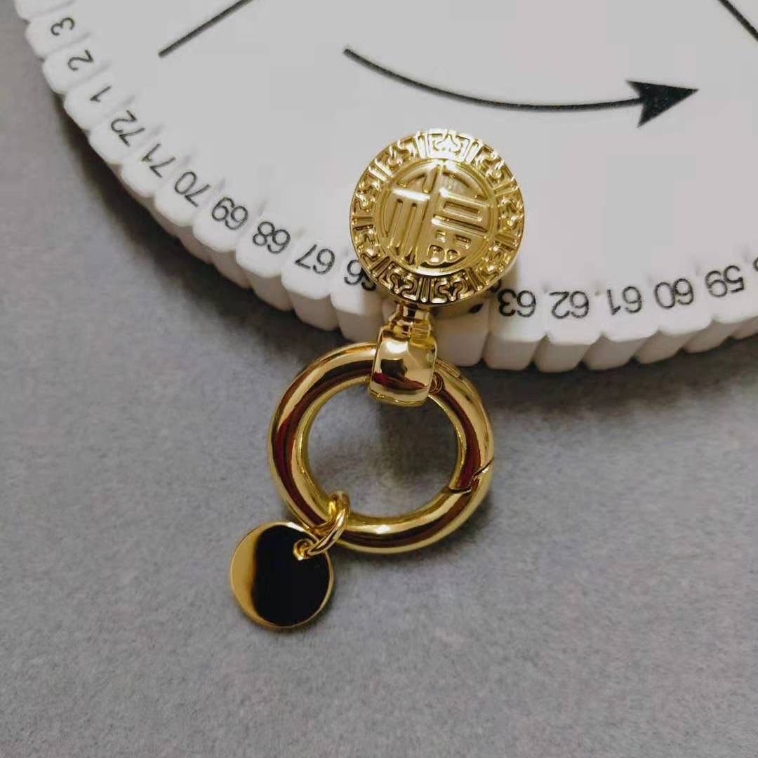 【蝶谷】金属马蹄福字钥匙扣盘编锦鲤龙鳞绳车挂件个性DIY钥匙扣