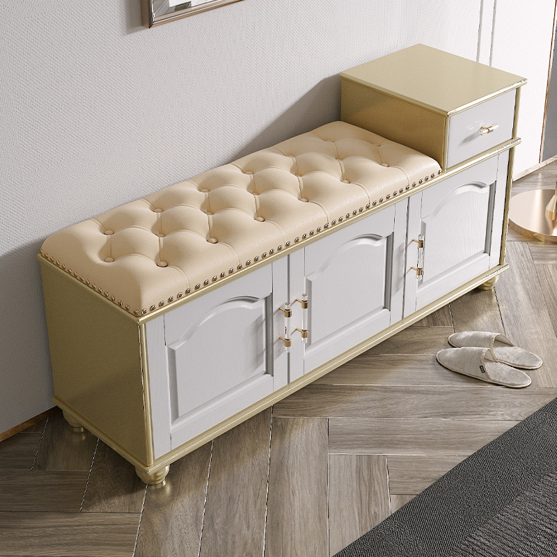 香槟金鞋柜置物舒适鞋凳家用穿鞋凳玄关鞋柜家用门口鞋柜高档凳子