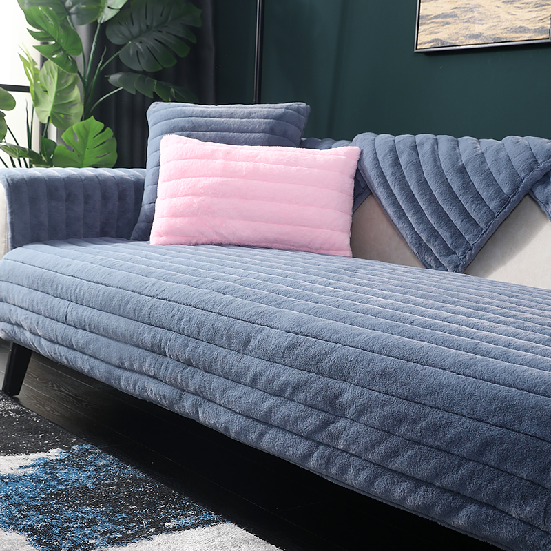 冬季毛绒沙发垫加厚防滑全包万能沙发罩巾纯色冬天坐垫子简约现代