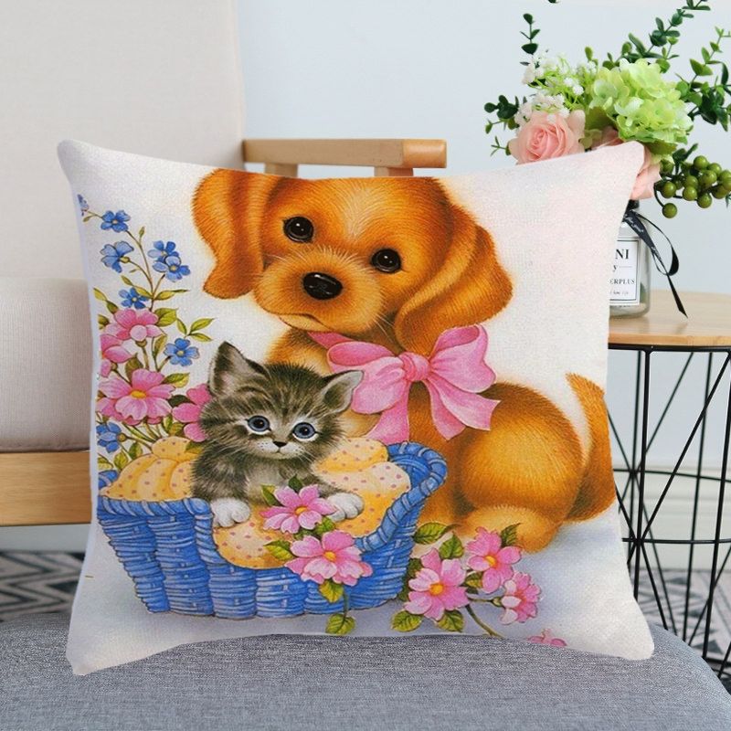 小狗十字绣抱枕2023新款线绣沙发车家用绣套自己绣手工客厅现代风