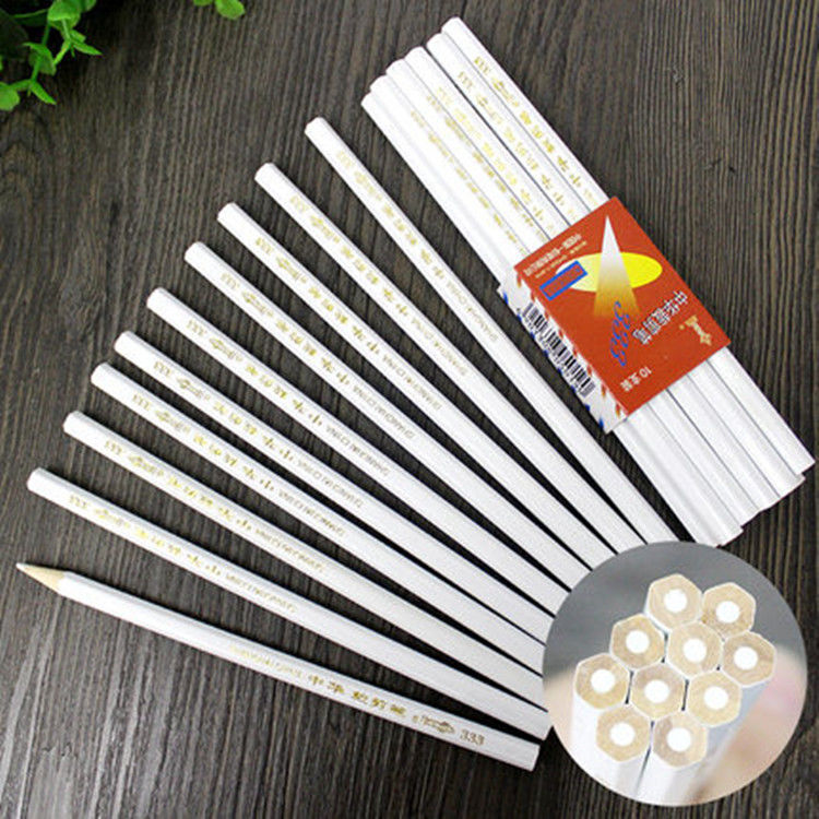 中华牌333服装裁剪笔白铅笔服装划线笔hb软芯白芯 白色特种铅笔