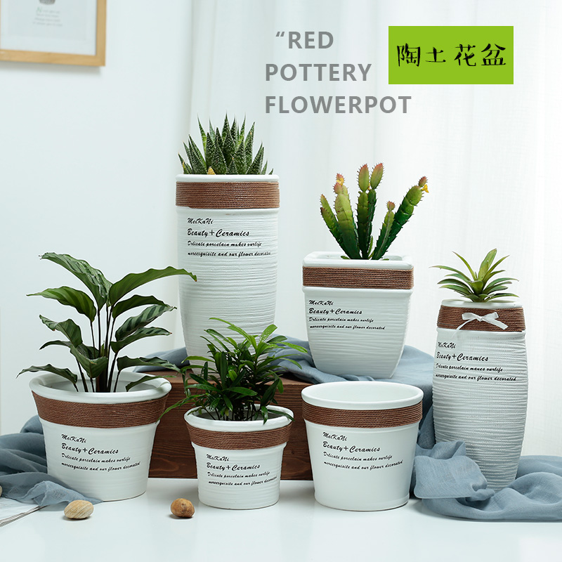 BUBALUS/大水牛北欧现代新品简约创意室内个性多肉绿萝有孔瓷花盆