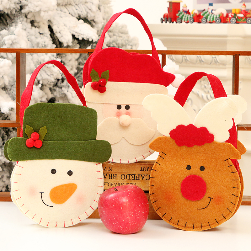 卡通Q版新款圣诞礼物袋糖果袋无纺布圣诞苹果礼物袋圣诞节装饰品