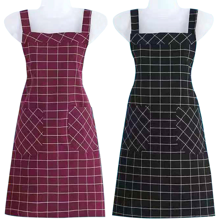 时尚棉布围裙厨房专用男女家用防油污薄款透气纯棉围腰上班工作服