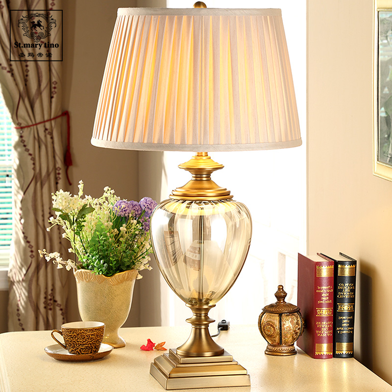圣玛帝诺（ST.MARY）别墅台灯高颜值简美式客厅卧室床头灯琉璃水晶