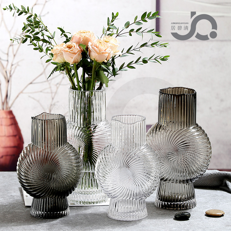 新中式居家餐桌创意玻璃花瓶贵妃造型鲜花百合玫瑰富贵竹大号摆件