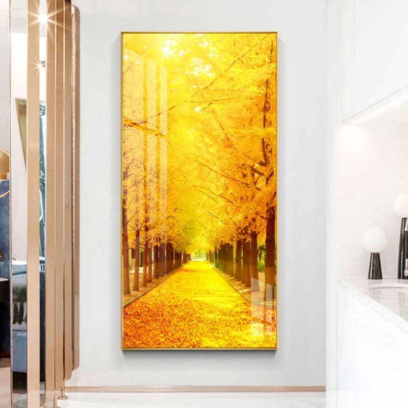 【玄关画】玄关装饰画轻奢黄金大道晶瓷入户玄关走廊过道挂画简约