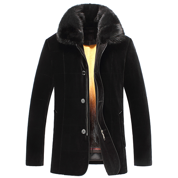 mpe.shidan/蒙普尔·狮丹冬装男士翻领中长款外套中老年真水貂内胆