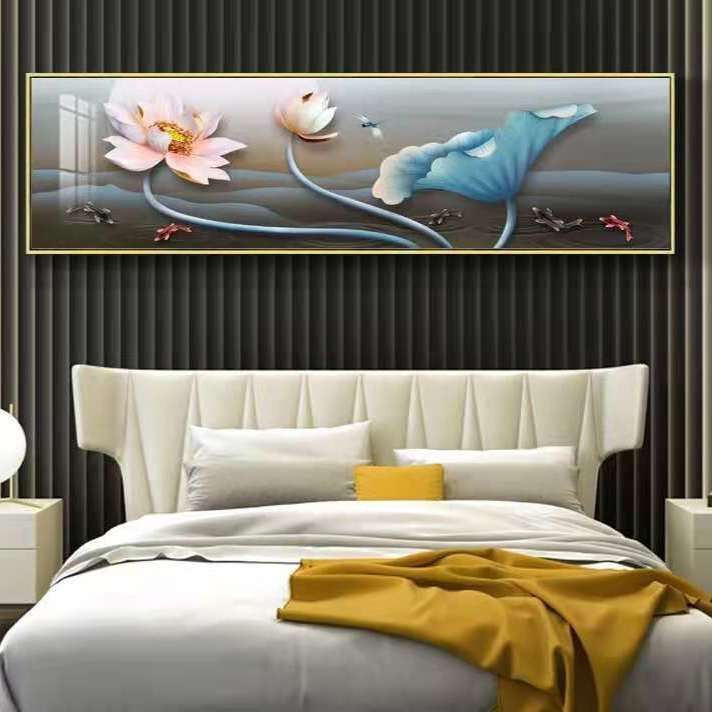【床头画】荷花 时尚款晶瓷镶钻装饰画床头挂画包邮抽象单幅简约