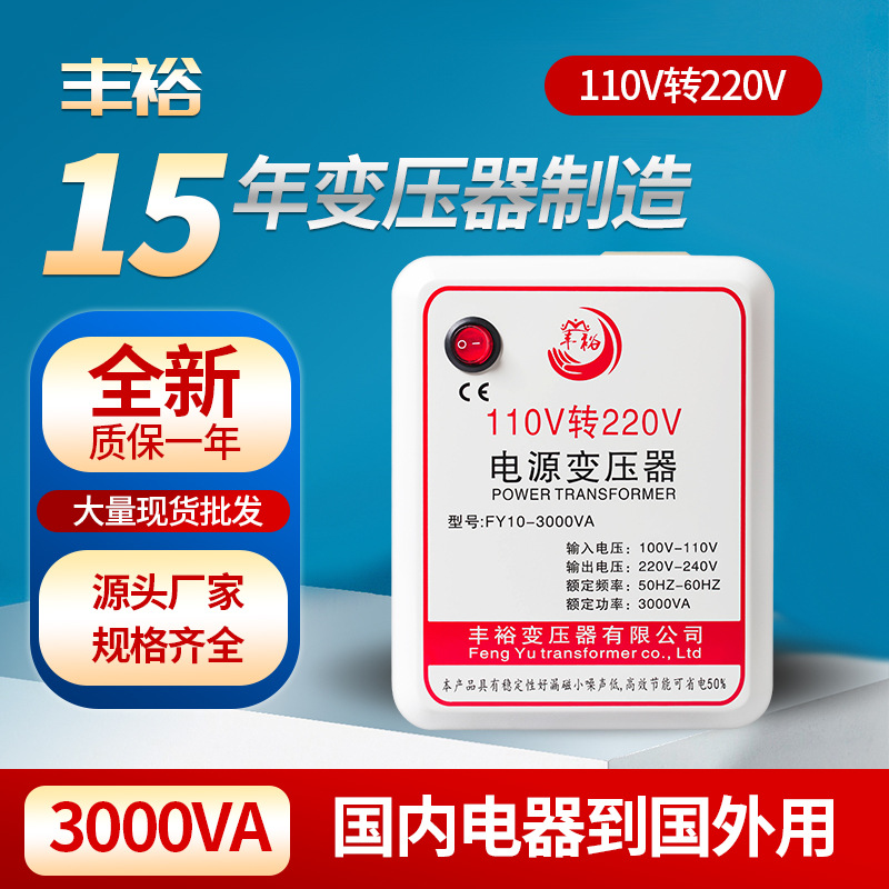 电源电压转换变压器国内电器110v转220v 3000W环形变压器功率日本