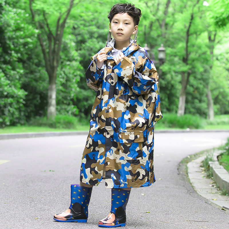 防暴雨衣套装宝宝男女大童幼儿园小学生带书包位防水长款全身雨披