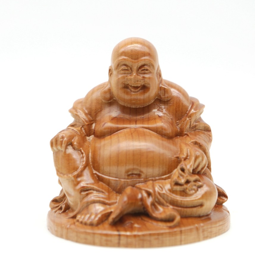 泰山鸿运阁桃木雕刻笑佛弥勒佛汽车摆件佛手工大肚佛
