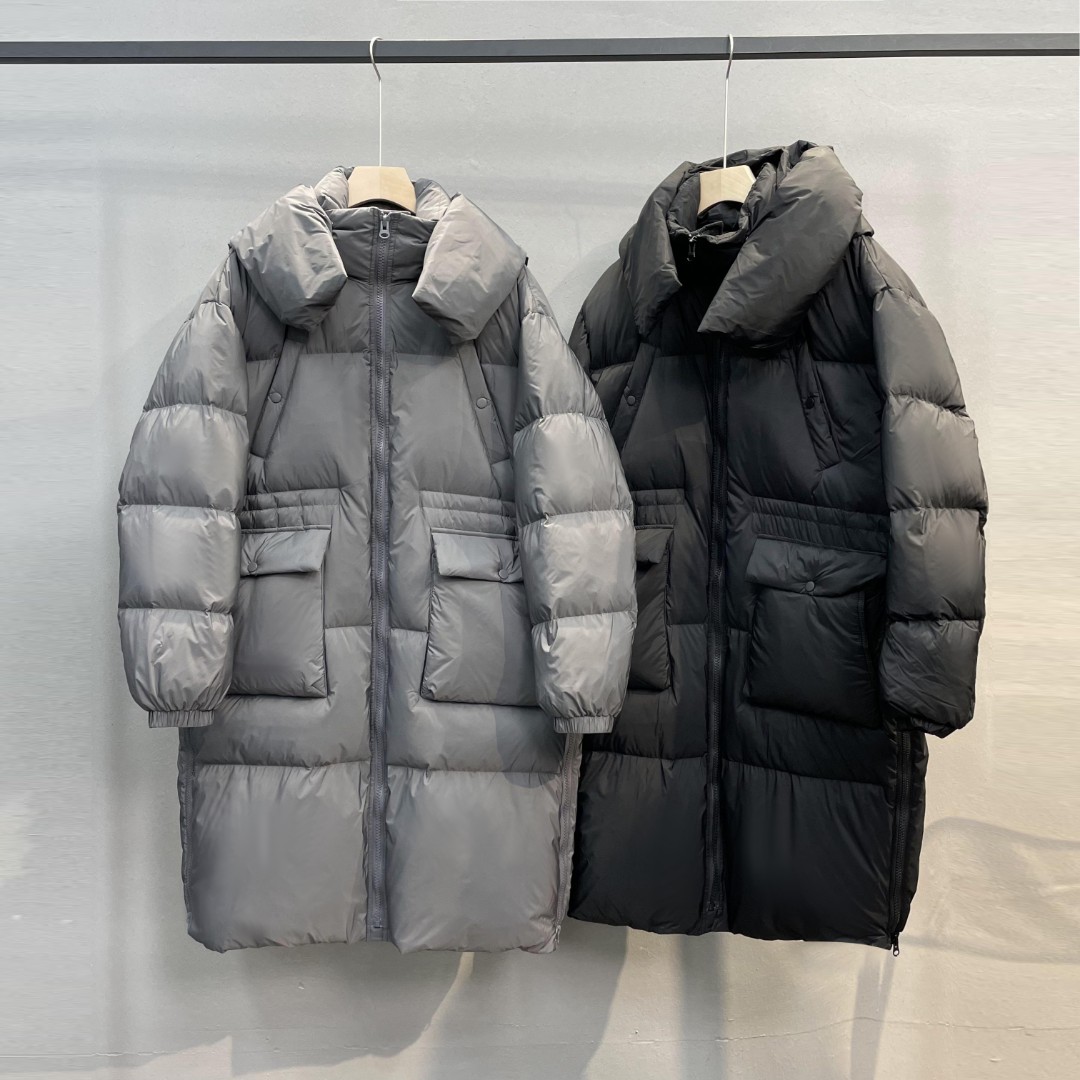 MR新冬季休闲外穿两色长款连帽保暖羽绒服外套男3686款