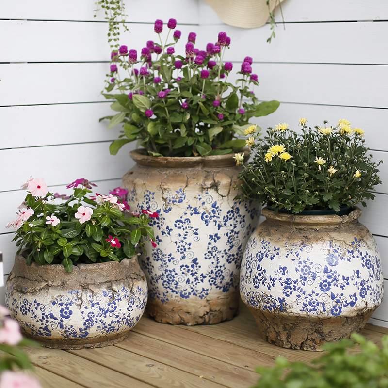 花中园青花花盆园艺特大号室外中式陶瓷特大口径庭院多肉粗陶创意