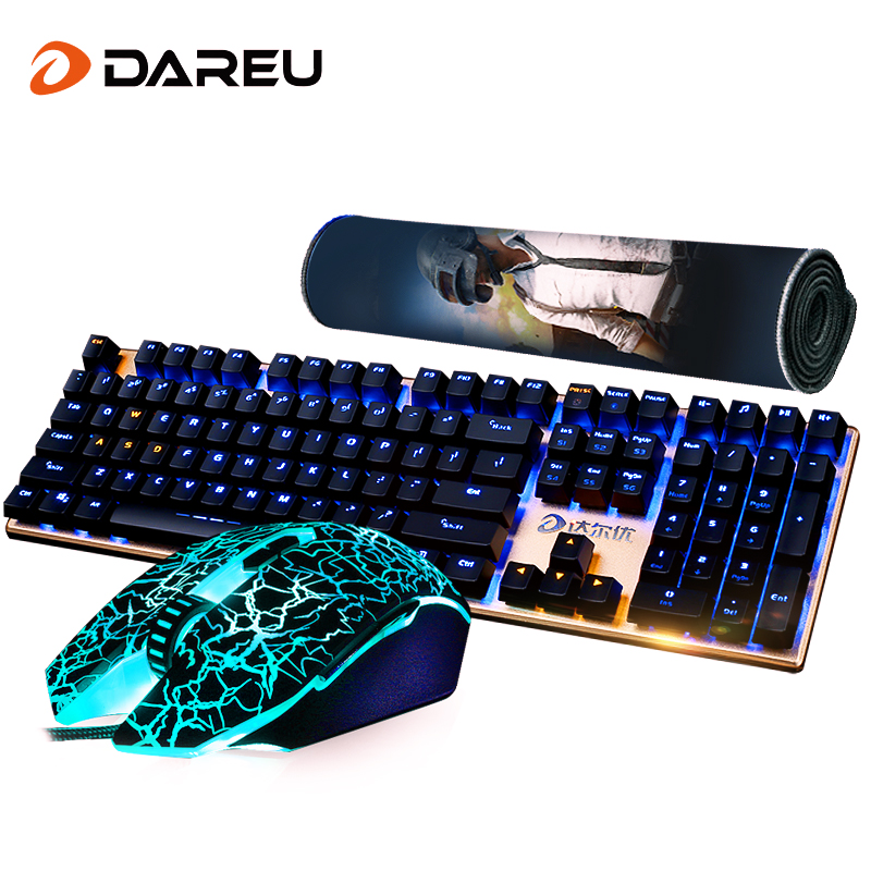 达尔优牧马人机械鼠标套装游戏吃鸡108百元牧马人键盘有线键盘