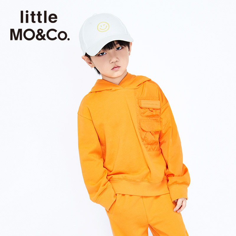 little moco装春季男童工装连帽衫机能风套头卫衣上衣#KBA1SWS009