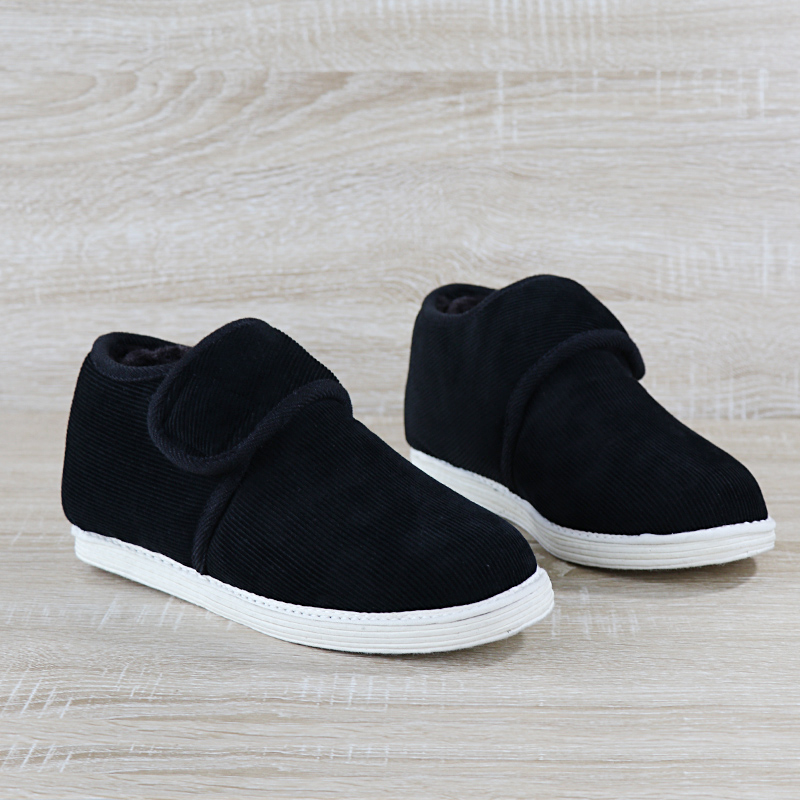 时尚棉鞋女加绒保暖居家神器男工作棉鞋黑色粘贴老北京布鞋防滑