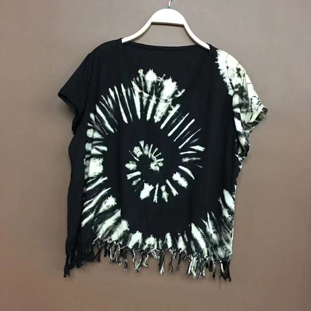 纯植物棉麻扎染流苏小衣服